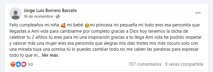 El mensaje que le dedicó a su hija. 