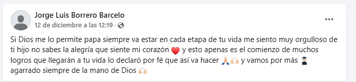 El mensaje que le dedicó a su hijo. 