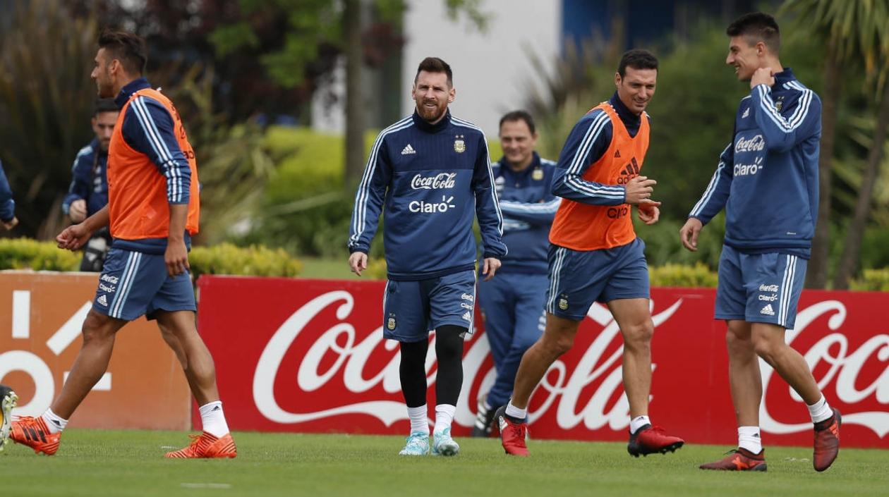 Lionel Messi durante el entrenamiento. 