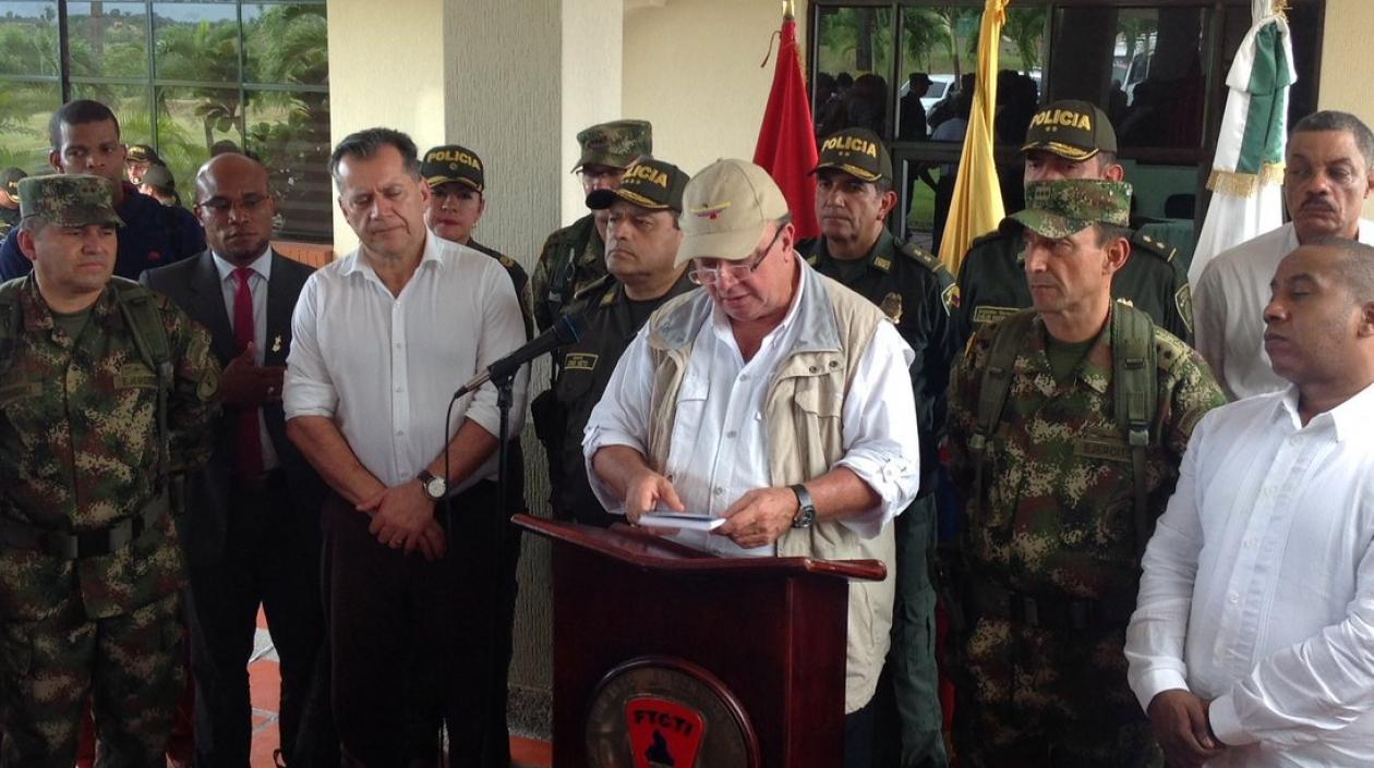 El ministro de Defensa, Luis Carlos Villegas, durante la rueda de prensa.