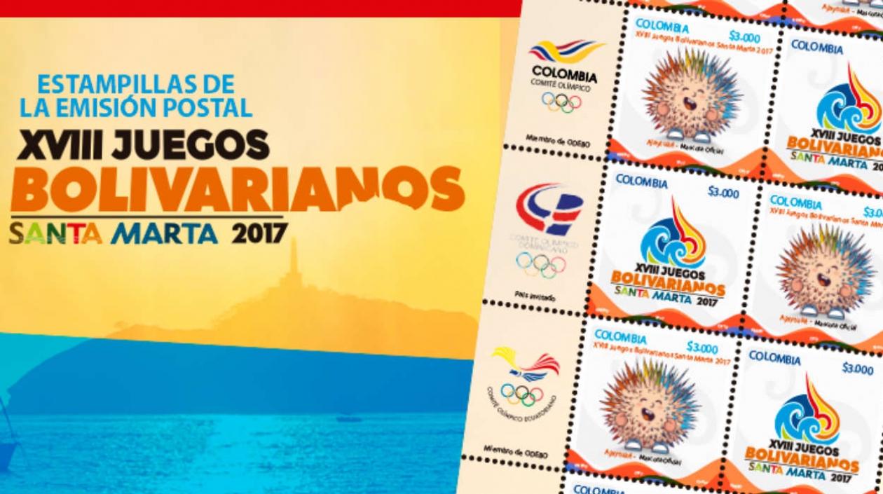 Así lucirán als estampillas de los Juegos Bolivarianos de Santa Marta 2017.