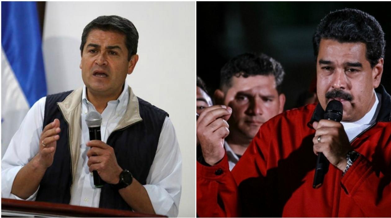 El presidente de Honduras, Juan Orlando Hernández y su homólogo, Nicolás Maduro.