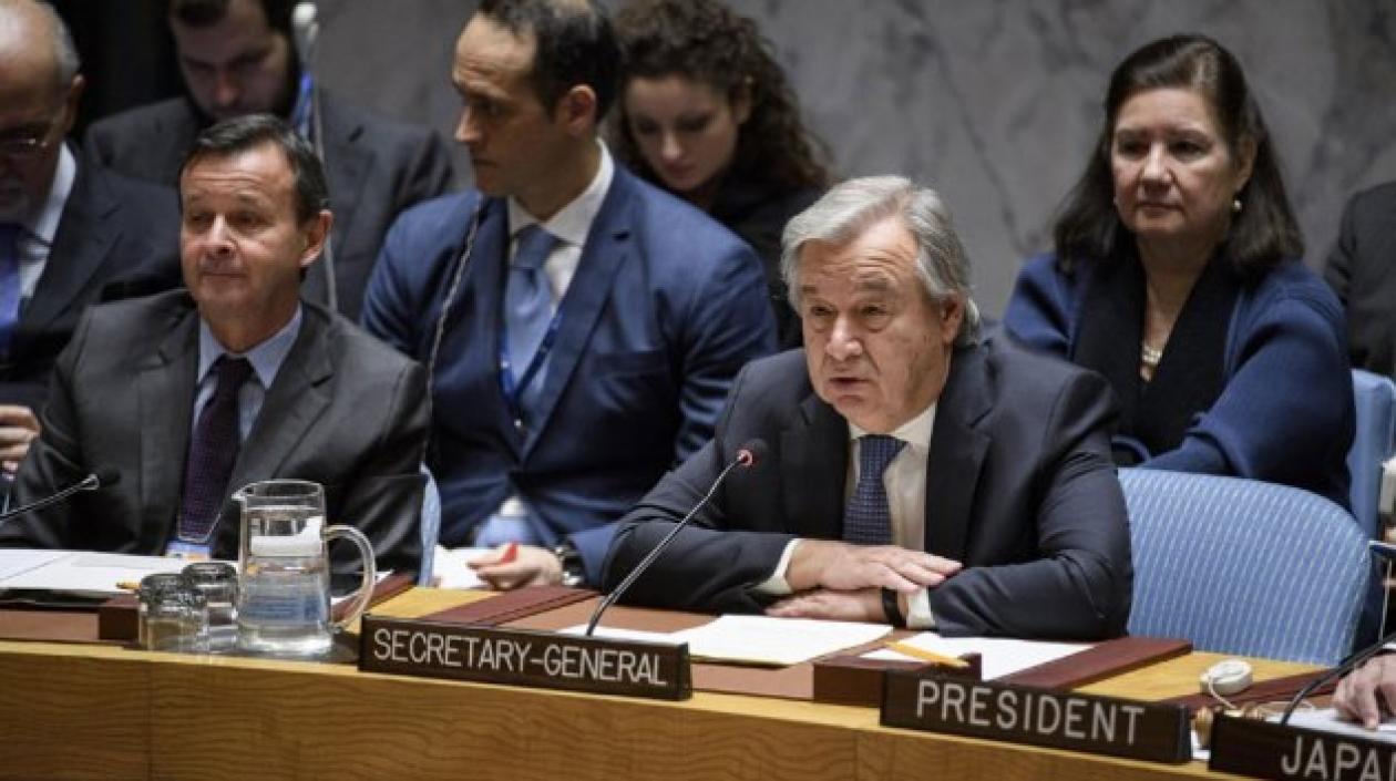 El Secretario General de la ONU, António Guterres, en el Consejo de Seguridad.