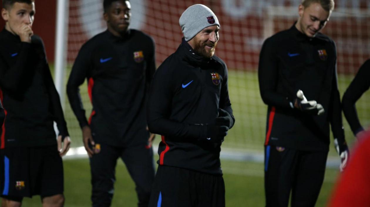 Lionel Messi durante su regreso a entrenamientos. 