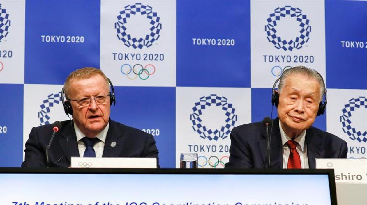 El presidente de la Comisión de Coordinación para los próximos Juegos Olímpicos de Tokio 2020, el australiano John Coates y el presidente del comité organizador de Tokio 2020, Yoshiro Mori.
