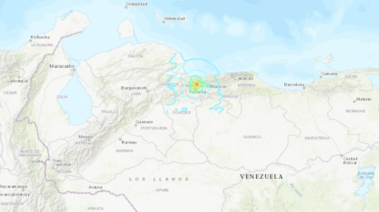 Epicentro del sismo en Venezuela