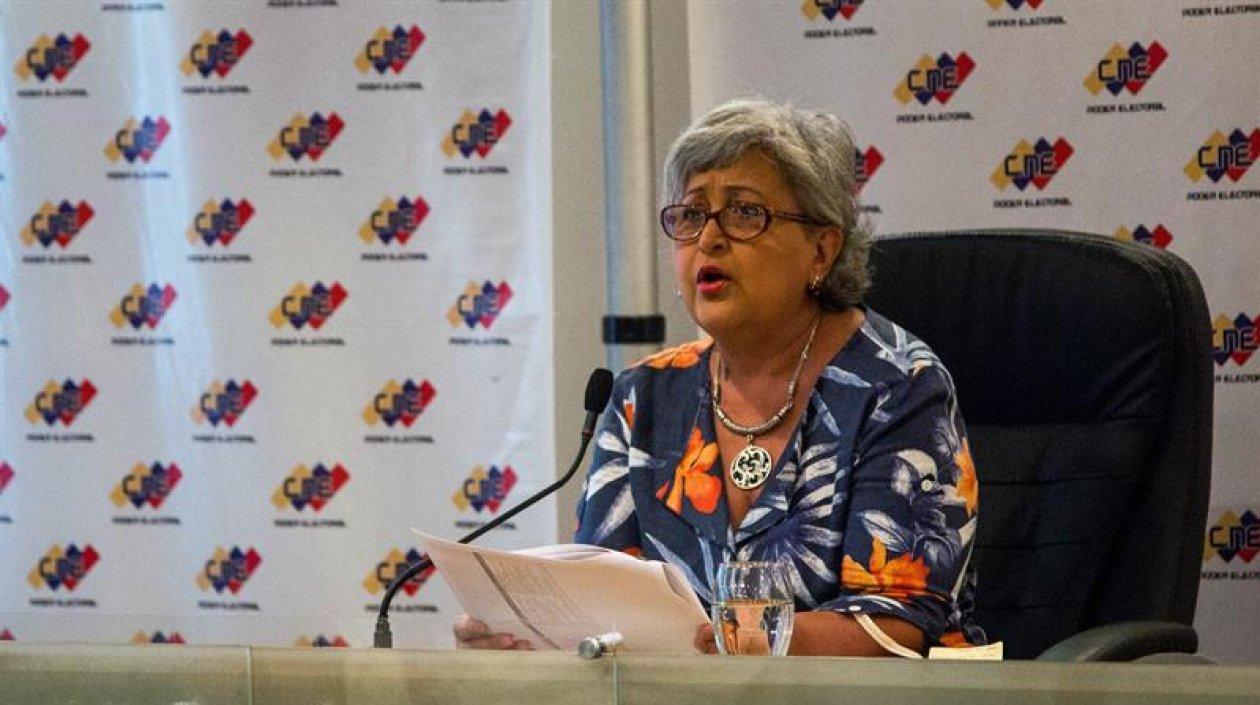 La presidenta del Consejo Nacional Electoral (CNE) de Venezuela, Tibisay Lucena.
