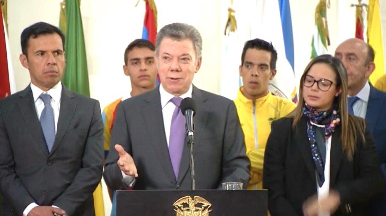 El Presidente Juan Manuel Santos durante la radicación del proyecto de Ley.