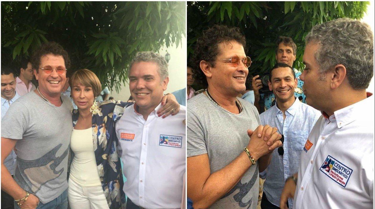 Carlos Vives junto al candidato presidencial Iván Duque.