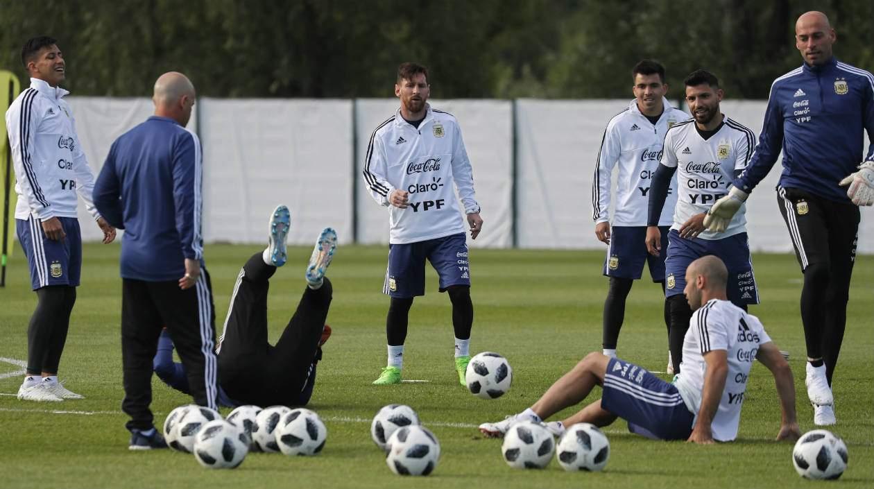 Lionel Messi en el último entrenamiento antes del debut. 