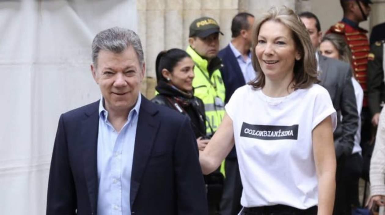 El presidente Juan Manuel Santos y su esposa Tutina de Santos.