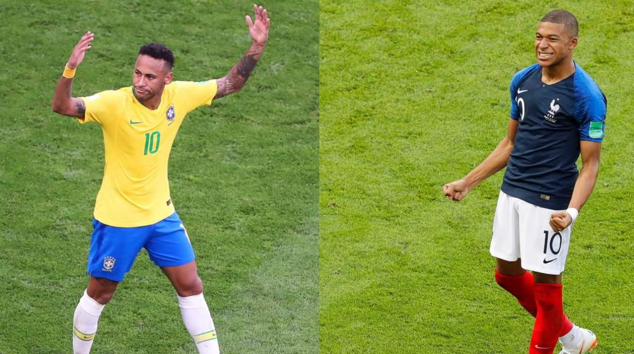 El brasileño Neymar y el francés Kylian Mbappe.