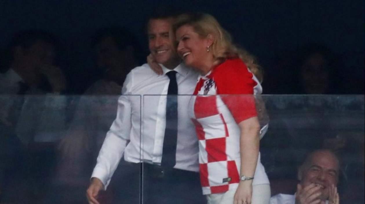 El presidente de Francia Emmanuel Macron y la presidenta croata Kolinda Grabar-Kitarovic.