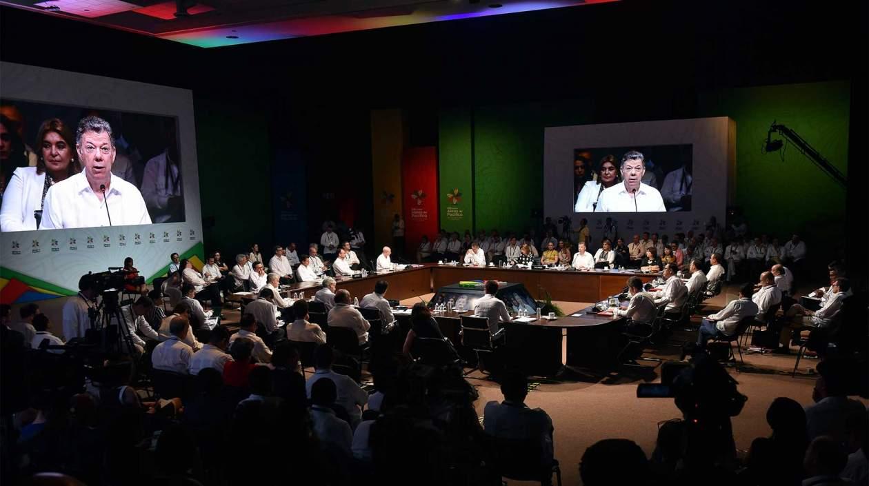 Juan Manuel Santos, presidente de Colombia, en su intervención en México.