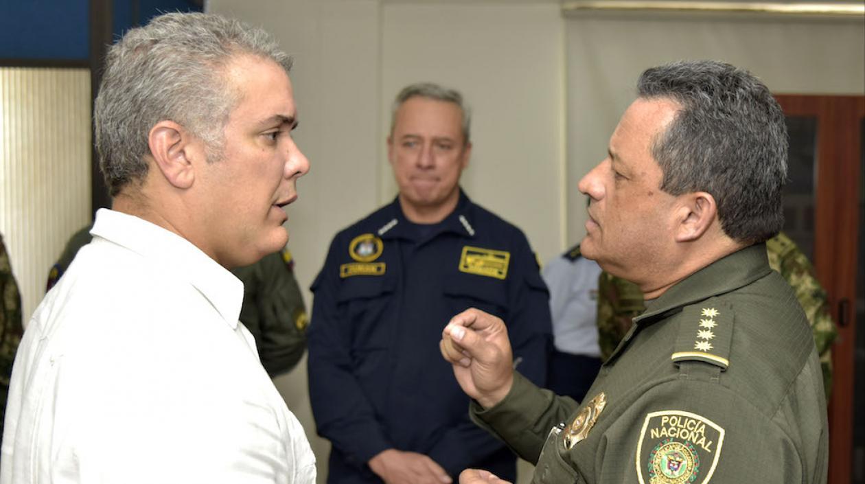 El Presidente Iván Duque con el Director de la Policía General Jorge Nieto.