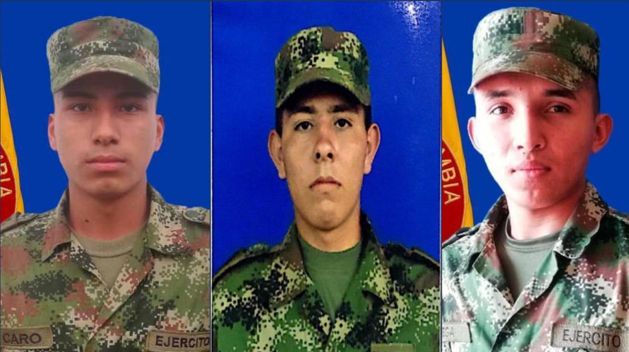Los tres militares secuestrados en Arauca.