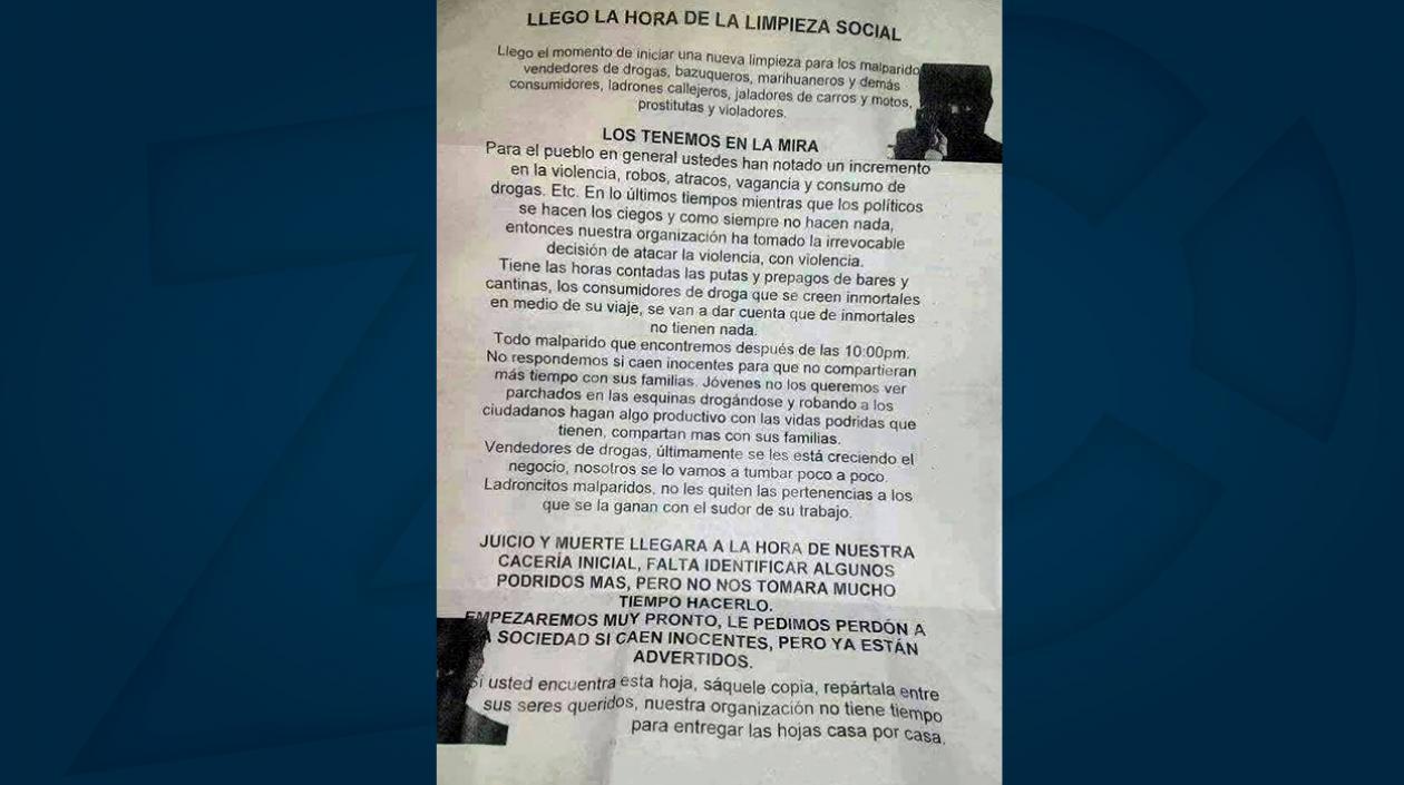 Panfleto apareció en Puerto Colombia