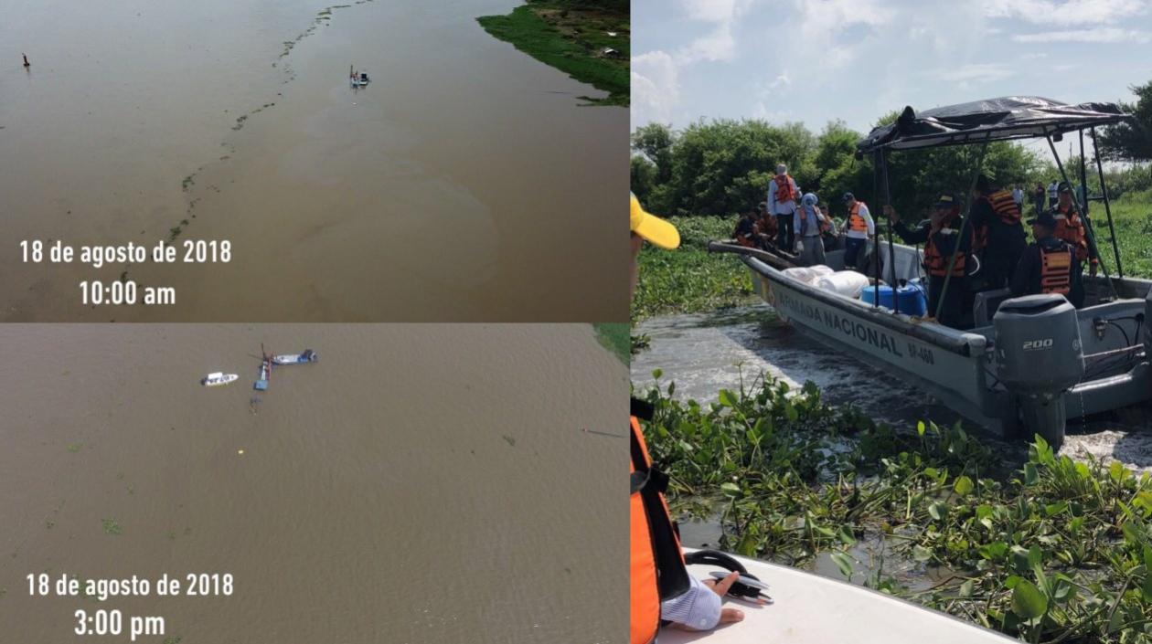 La Armada Nacional colabora en la contingencia de la emergencia en el río Magdalena.