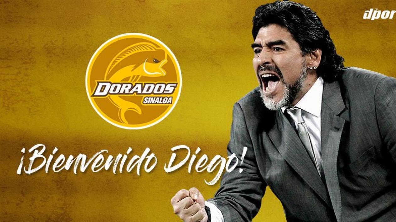 Diego Maradona, técnico de los Dorados de Sinaloa. 