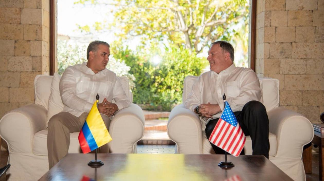 El Presidente de la República, Iván Duque y el secretario de Estado de Estados Unidos, Mike Pompeo.