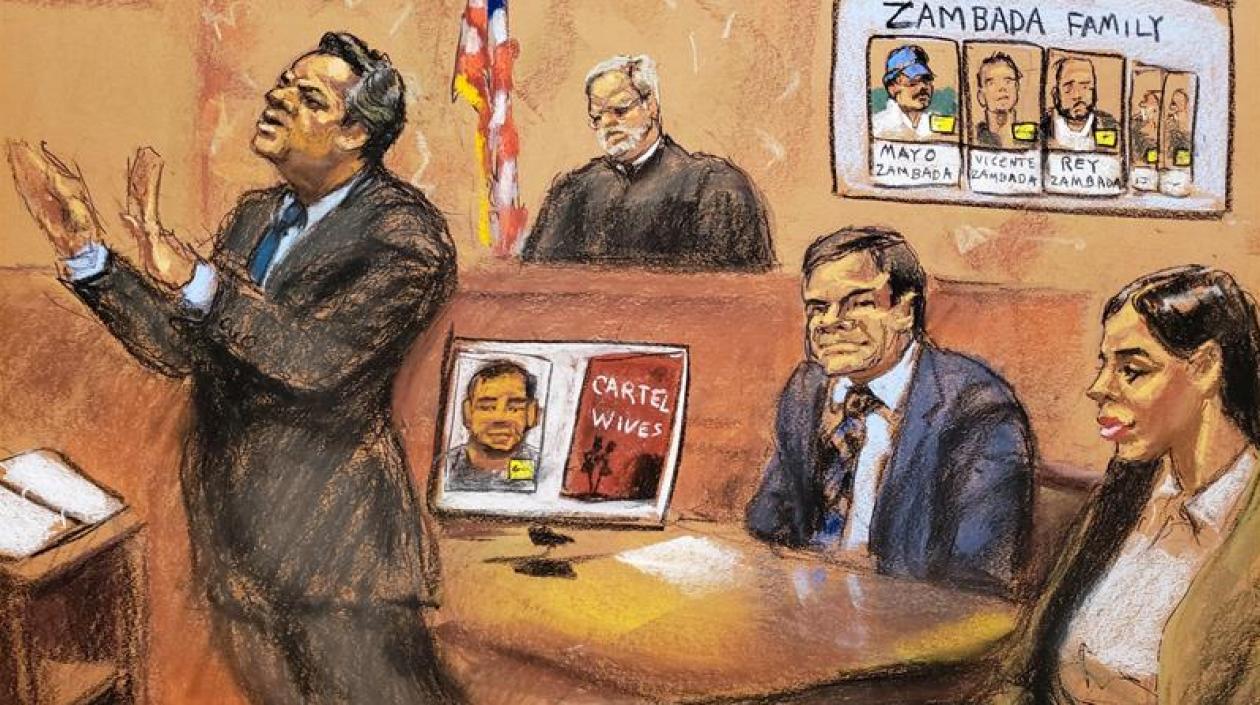 El abogado Jeffrey Lichtman y detrás Joaquín 'El Chapo' Guzmán.