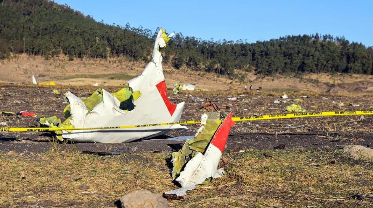 Así quedó el avión tras el accidente.