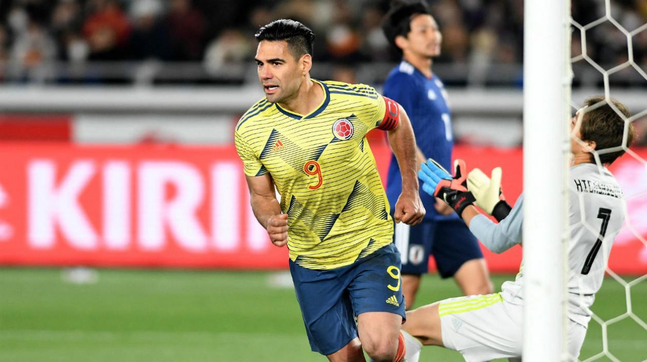 Falcao García celebra su gol ante Japón. 