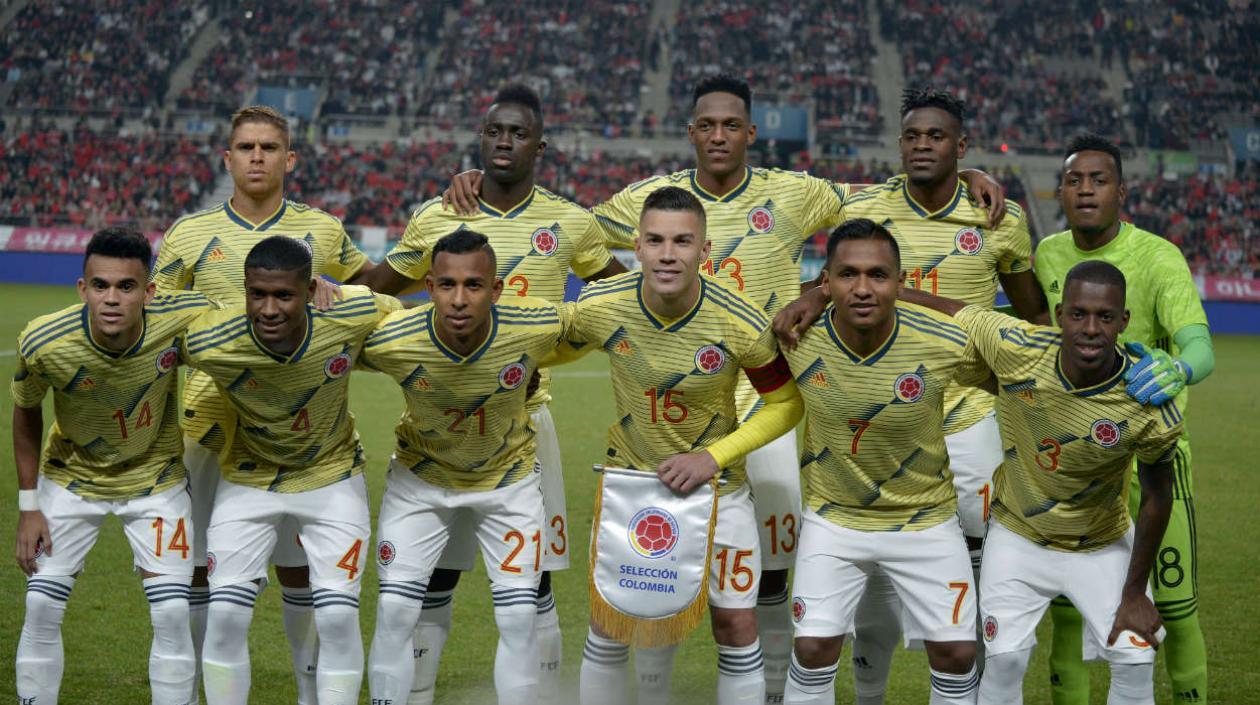 Equipo de Colombia en su más reciente amistoso, ante Corea. 