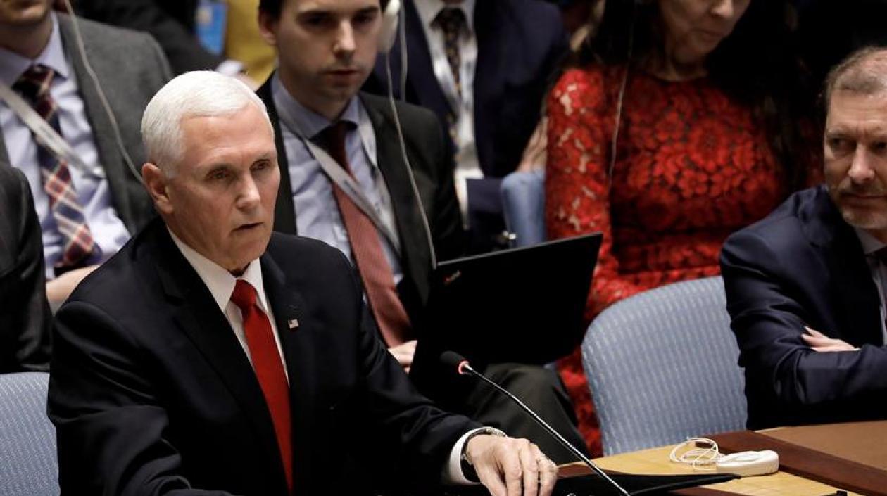 El vicepresidente estadounidense, Mike Pence, participa en la reunión del Consejo de Seguridad de las Naciones Unidas (ONU) referente a la situación de Venezuela.