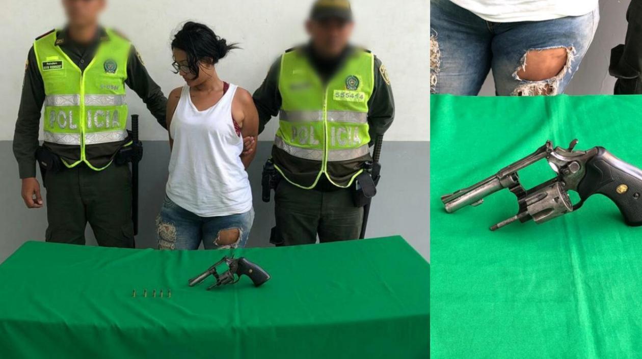 Dani Luz Peña Medina mujer capturada con un revólver en Puerto Colombia.