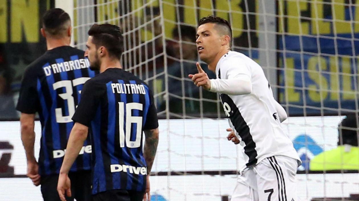 Cristiano Ronaldo celebra ante el Inter. 