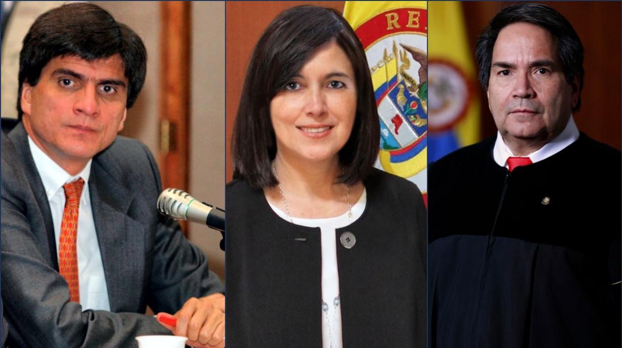 Los magistrados de la C.Constitucional, Antonio Lizarazo y Diana Fajardo; y el magistrado de la C. Suprema, Eyder Patiño.