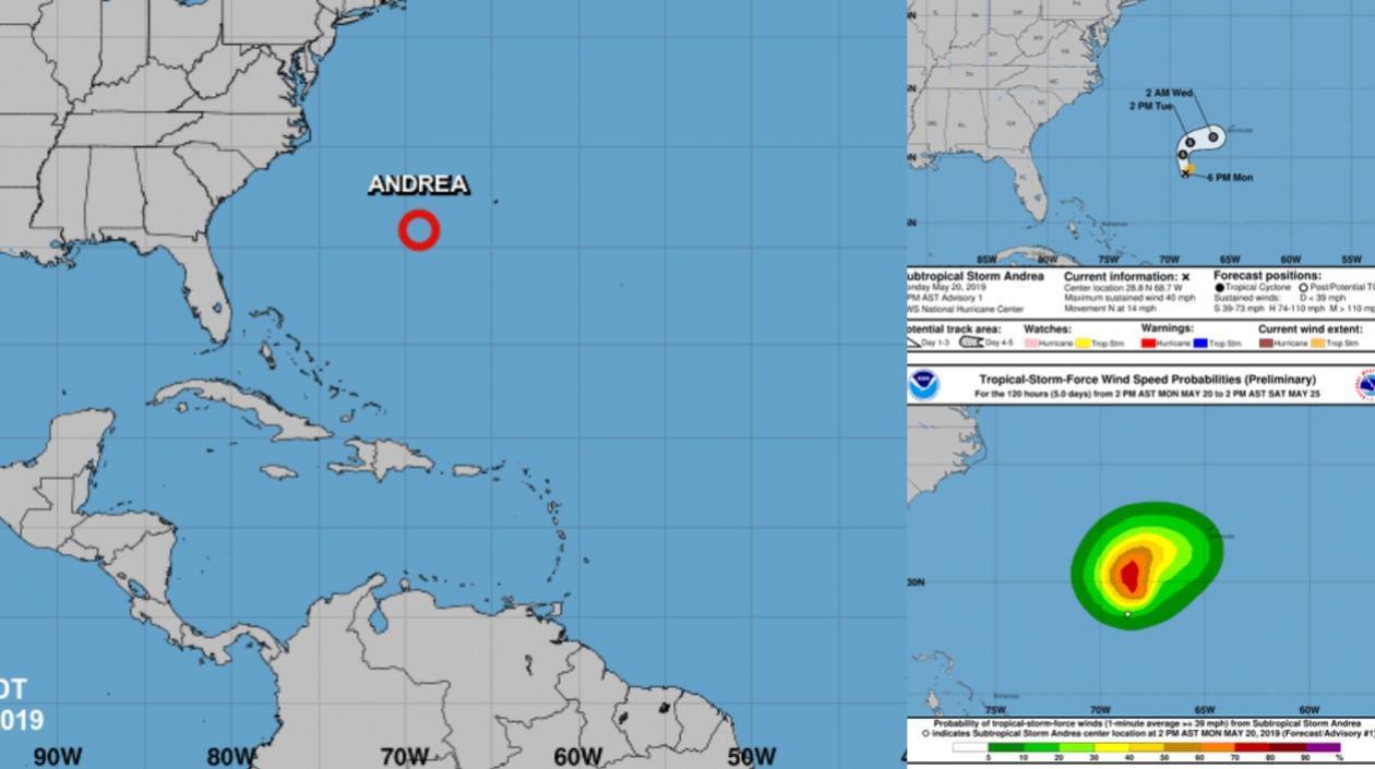 Así va la tormenta Andrea, la primera de la temporada de huracanes.