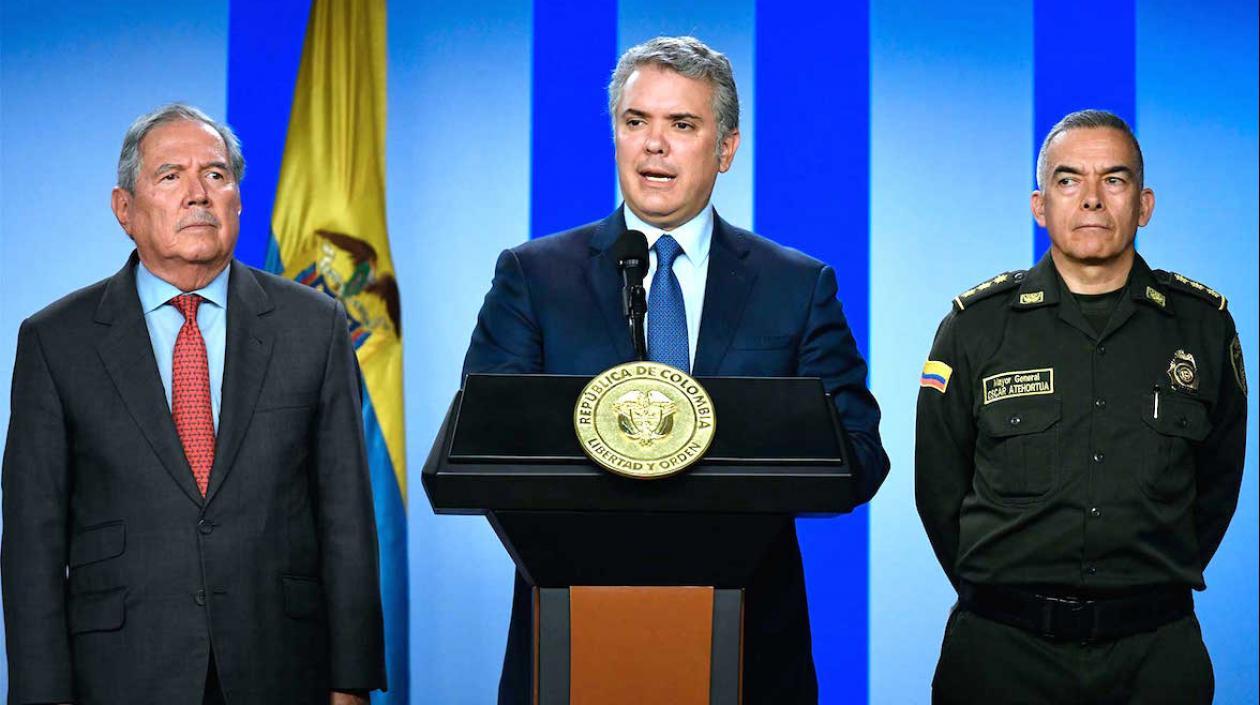 El Presidente Iván Duque, anunciando la captura de alias 'Martin Bala'.