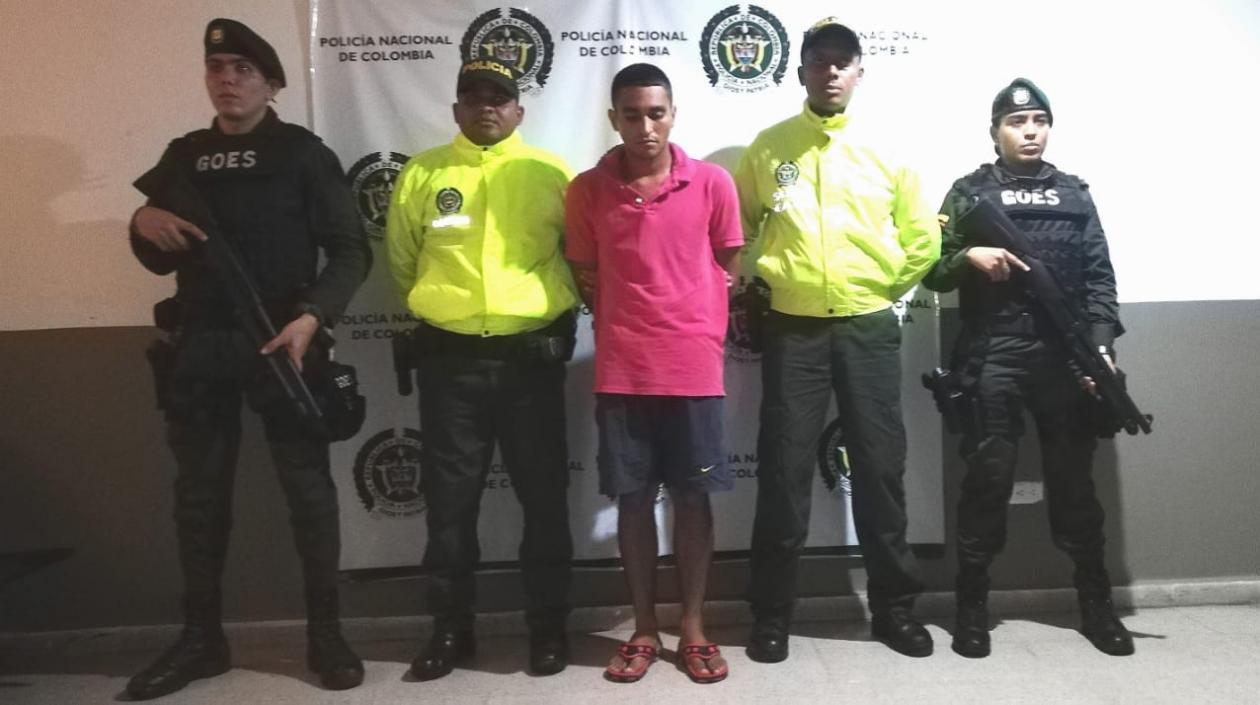 Walter David Ibañez Manotas, capturado por la Policía en Luruaco.