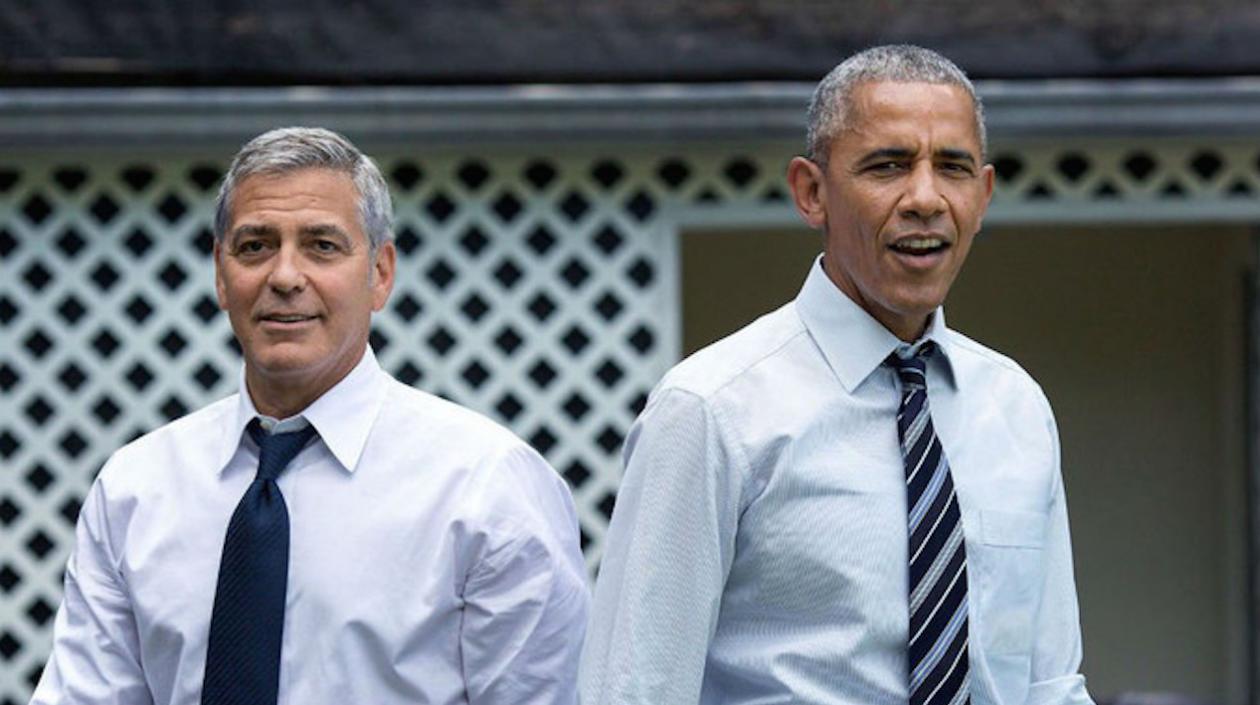 Las canas de George Clooney junto a las de Barack Obama.