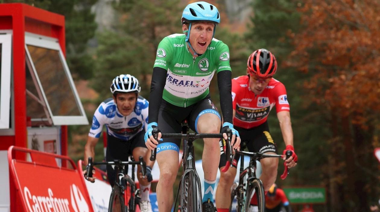 Dan Martin del Israel Start Up Nation tras ganar la tercera etapa de la Vuelta a España.