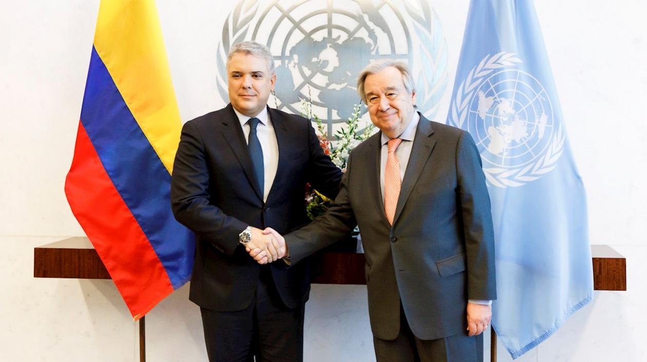 El Presidente Iván Duque y António Guterres.