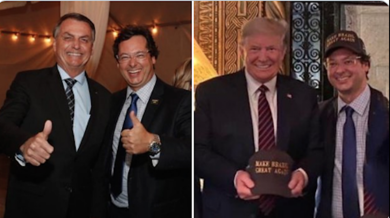 Fabio Wajngarten con Jair Bolsonaro y en otra foto con Donald Trump.