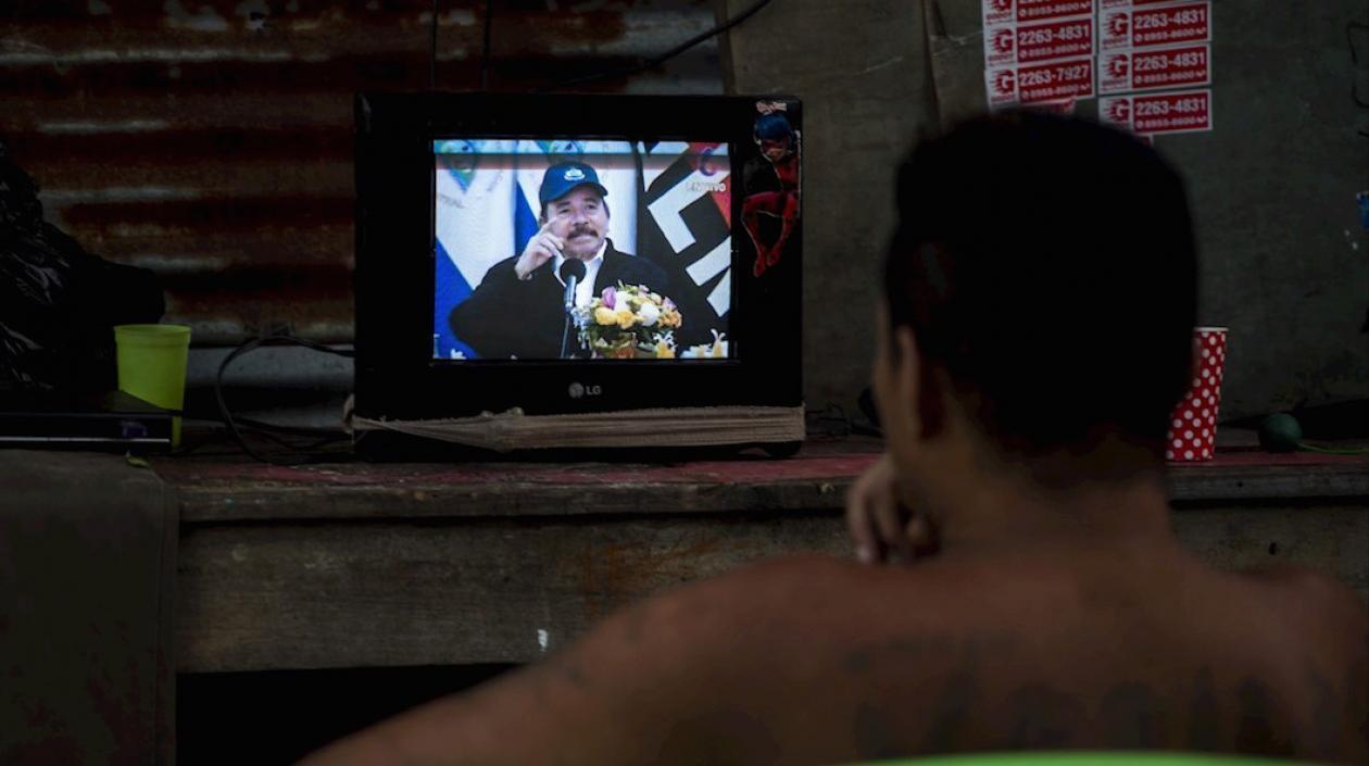 Imagen de Daniel Ortega durante su reaparición en televisión.