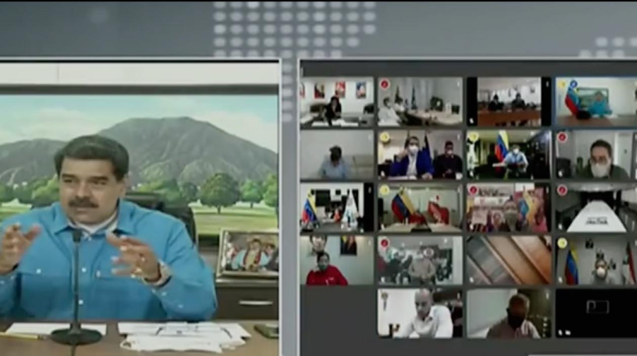 El Presidente Nicolás Maduro, durante la videoconferencia.