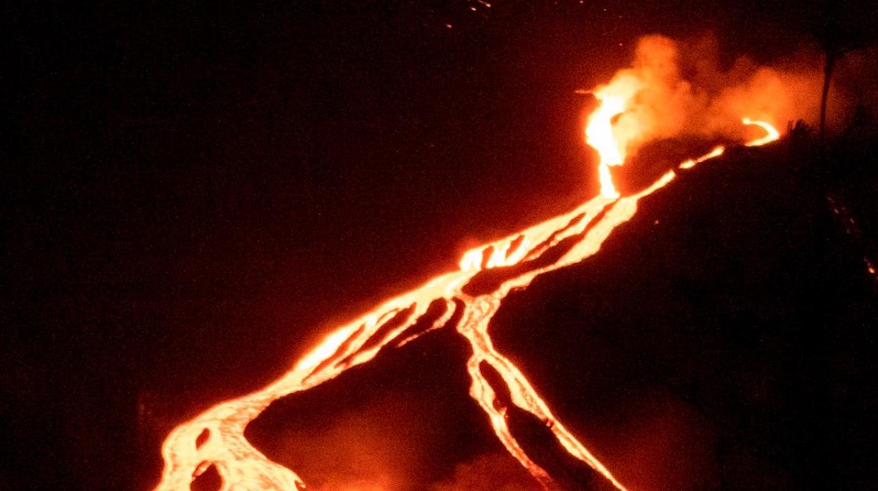 Los derrames de lava del volcán de La Palma.