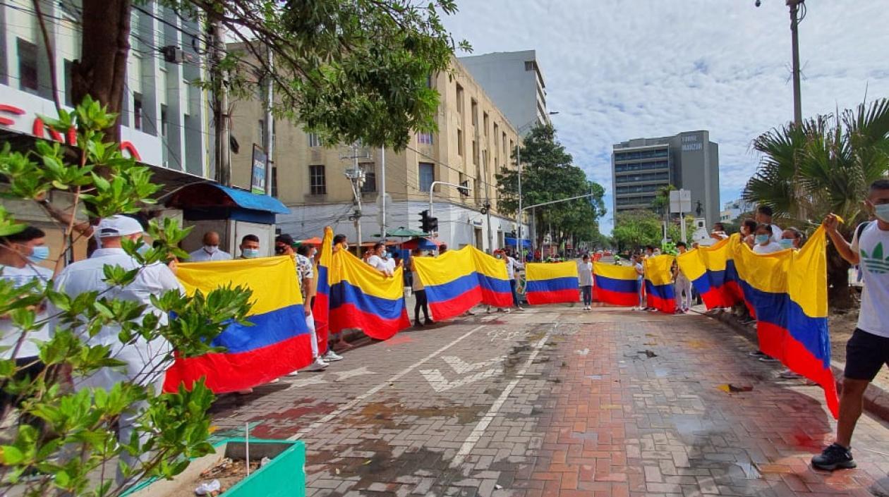 Protesta de los comerciantes del Centro de Barranquilla.