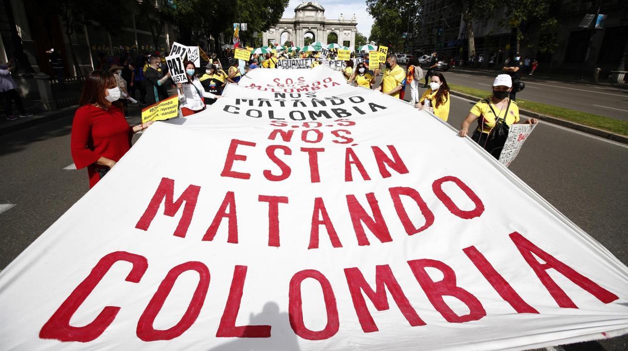 Manifestación de colombianos en España