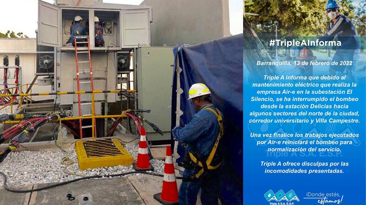 Trabajos eléctricos en subestaciones afectan también el servicio de agua en Barranquilla