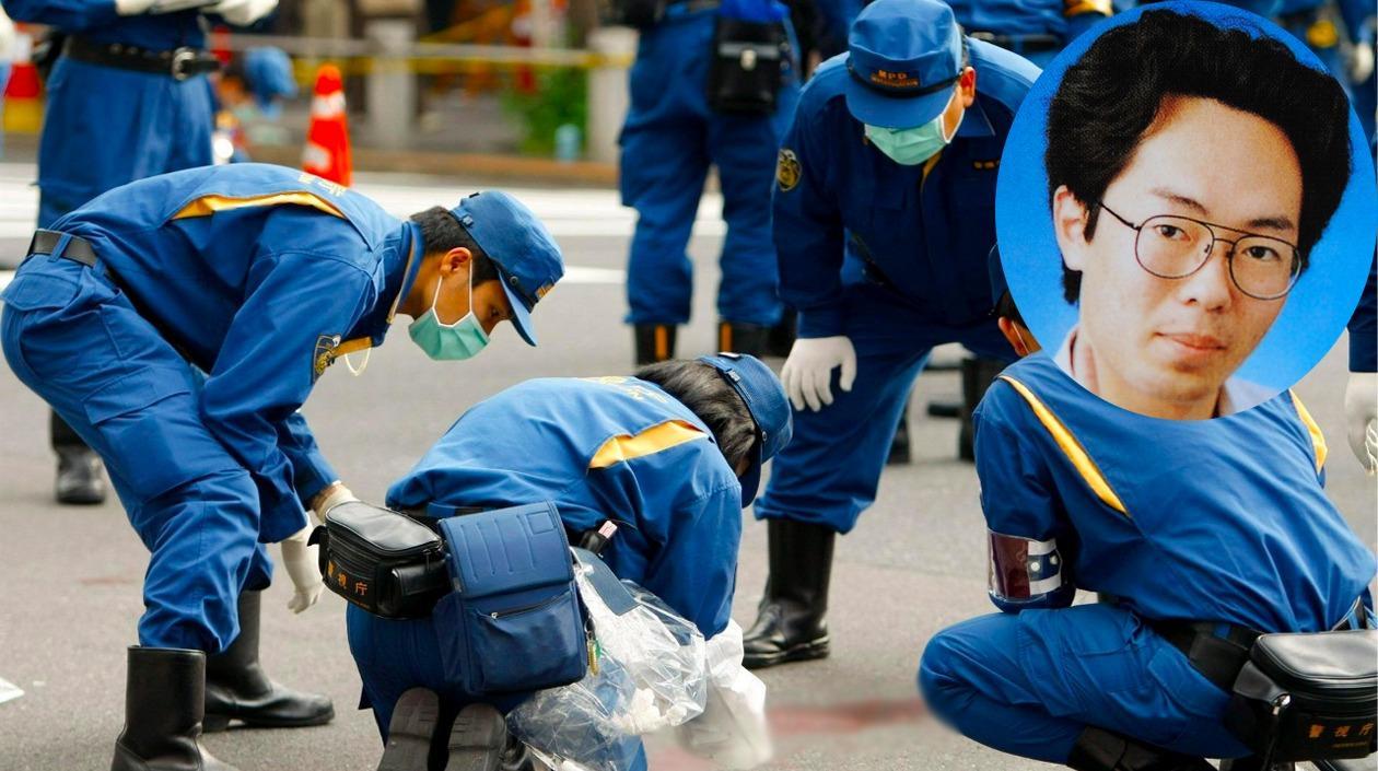 Investigadores de la Policía revisan la zona del barrio de Akihabara después de que Tomohiro Kato(recuadro) embistiera a varias personas en junio de 2008