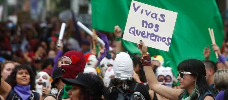 Foto de archivo de una marcha de violencia contra la mujer en Colombia.