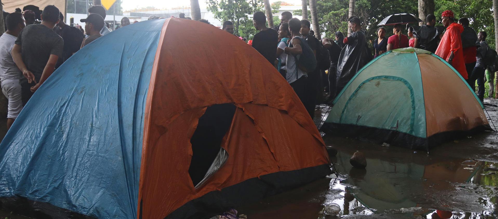 Campamentos de migrantes en la frontera de México con Guatemala.
