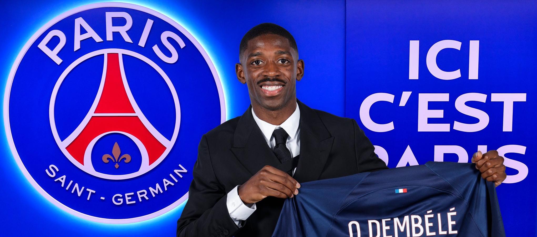 Ousmane Dembelé en su presentación como nuevo jugador del PSG.