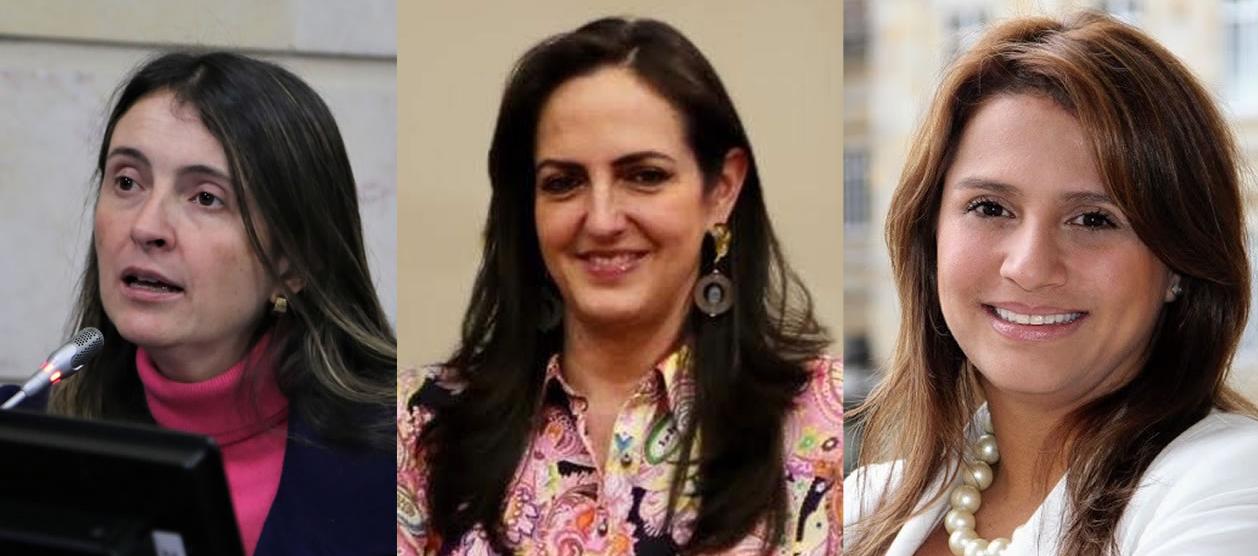 Paloma Valencia, María Fernanda Cabal y Paola Holguín, tres de las autoras del balance del primer año del gobierno Petro elaborado por el Centro Democrático